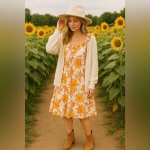 🆕🌞Monteau floral shabby chic dress with ruffle shoulders and tier bottom…